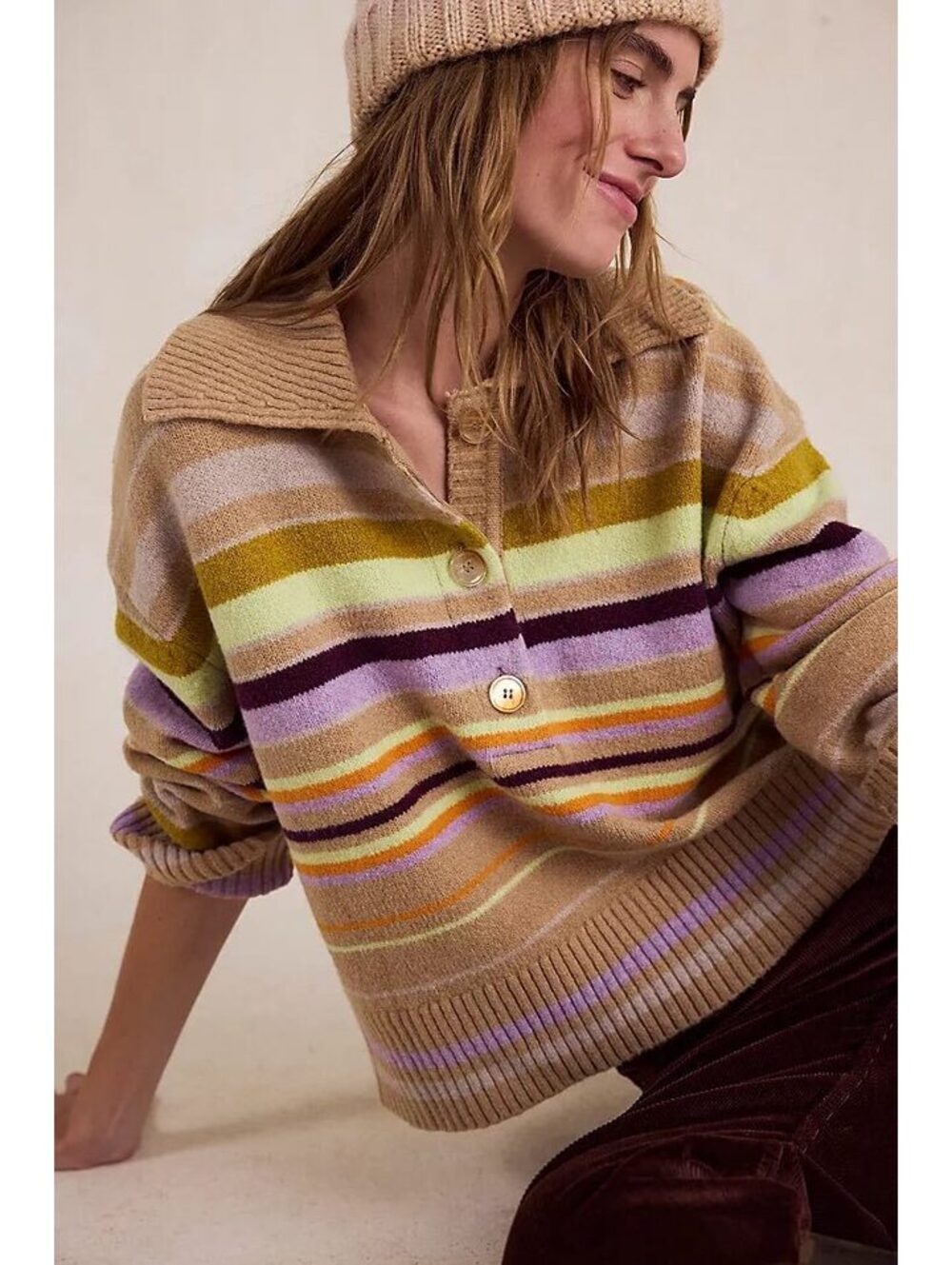 New Free People Trading Up Striped Polo Size Xs